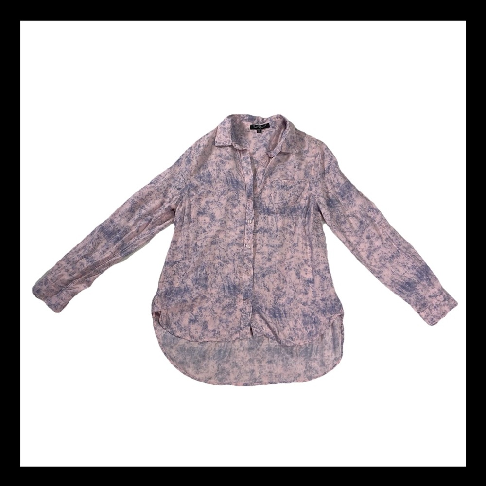 Soft Girl Tie Dye Button Down Blouse Pink Purple Boho Casual Top Small - Picture 3 of 10